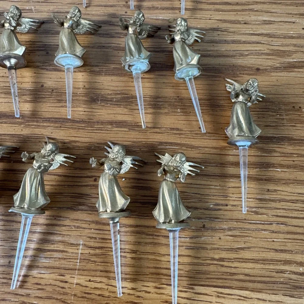 Set of 23 Vintage Gold Tone Angel Christmas Pick Ornaments 1.5 inch‎